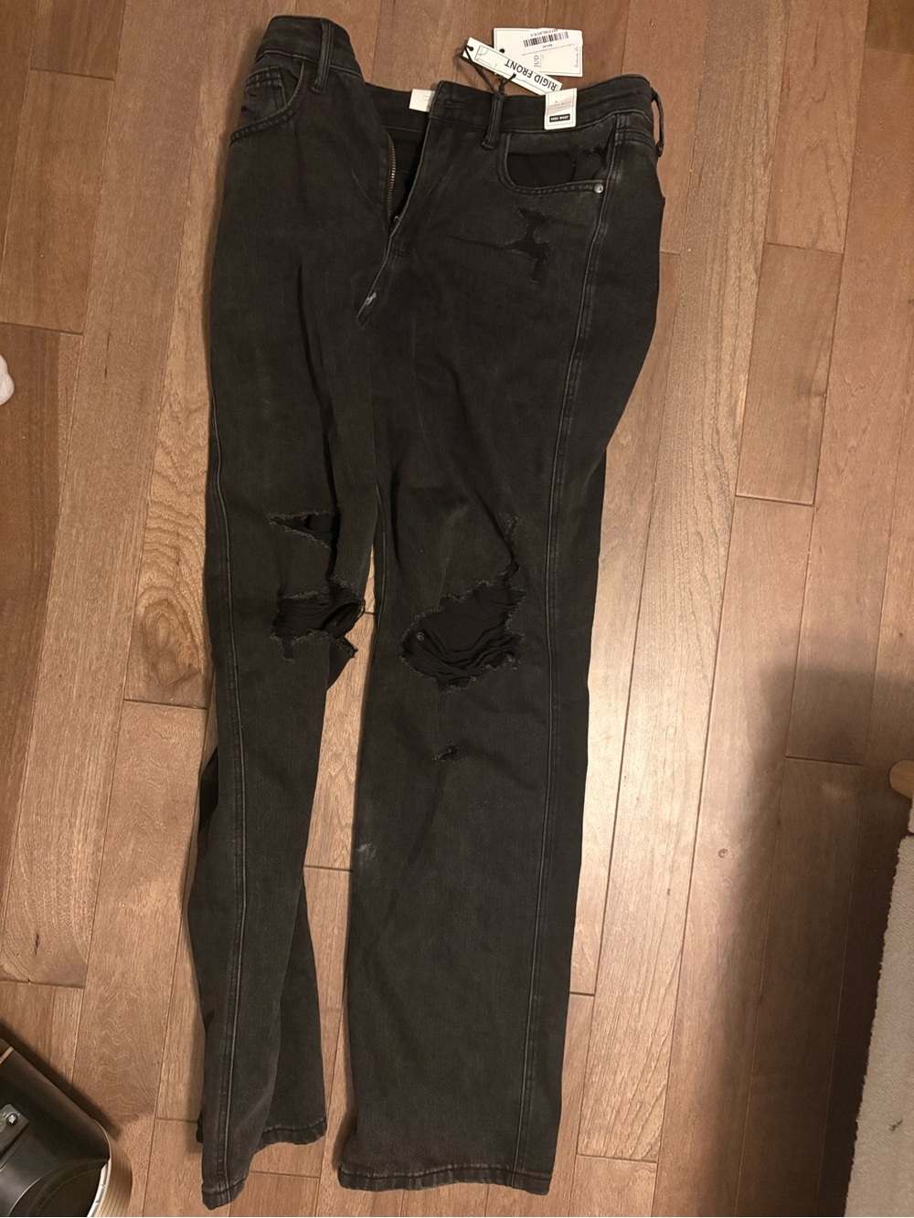 Judy Blue Distressed Wide Leg Jeans in Washed Black